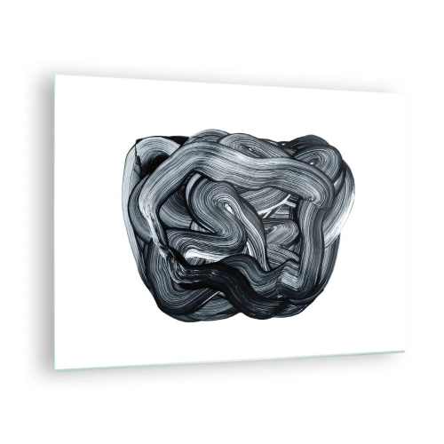Quadro su vetro - Astrazione con pennellate in bianco e nero - 70x50cm - Non è così semplice - Decorazione murale moderna per soggiorno e camera da letto ARTTOR