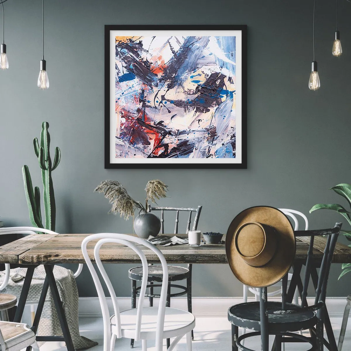 Poster in cornice nera - La danza folle dell'astrazione - 40x40 cm