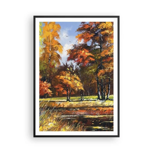 Poster in cornice nera - Paesaggio in oro e marrone - 70x100 cm