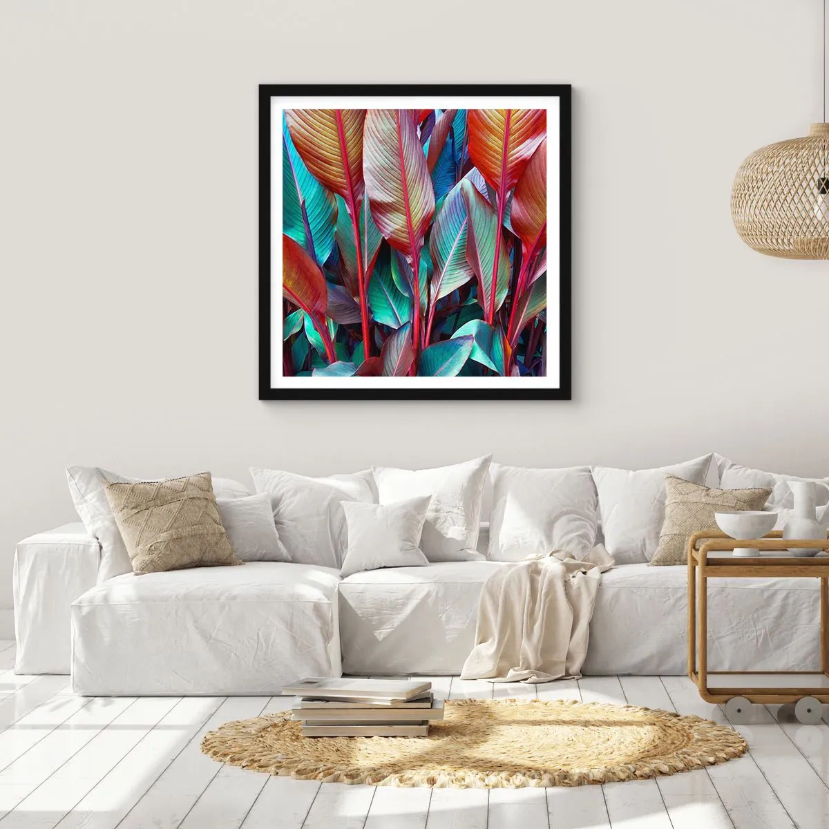 Poster in cornice nera - Selva colorata - 40x40 cm