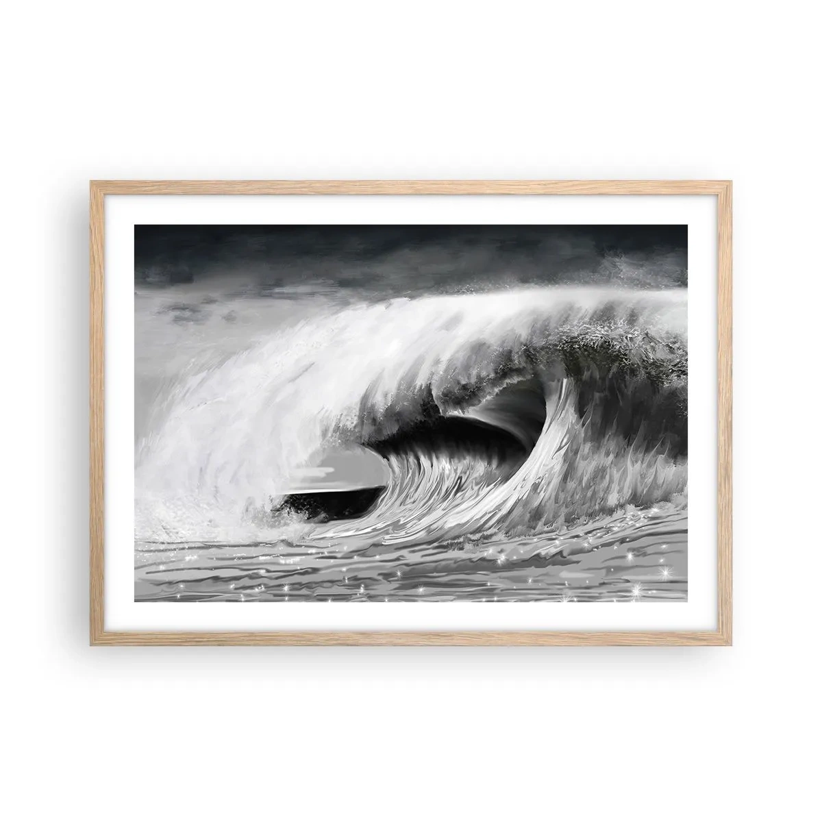 Poster in cornice rovere chiaro - La furia dell'oceano - 70x50 cm