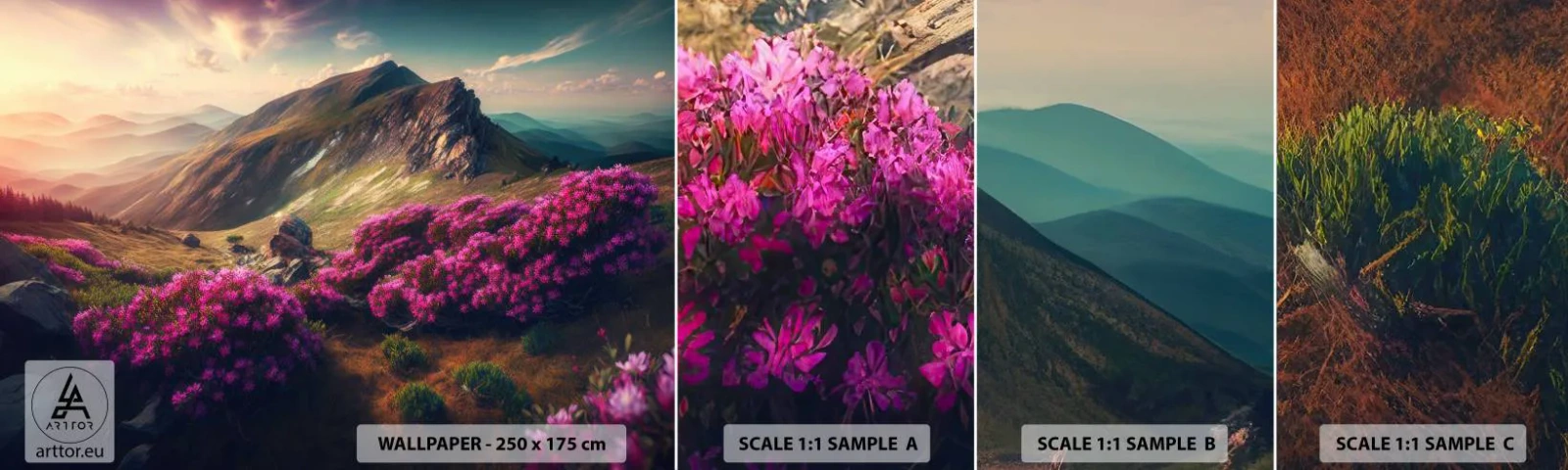 Campione Di Fotomurale Standard Eco - L'estate sui monti - Paesaggio, Natura, Montagne - 100x30 cm