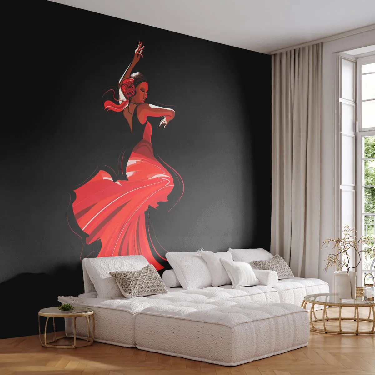 Fotomurali Premium Sand - Lo spirito focoso del flamenco - Ballerino, Flamenco, Danza - 300x210 cm