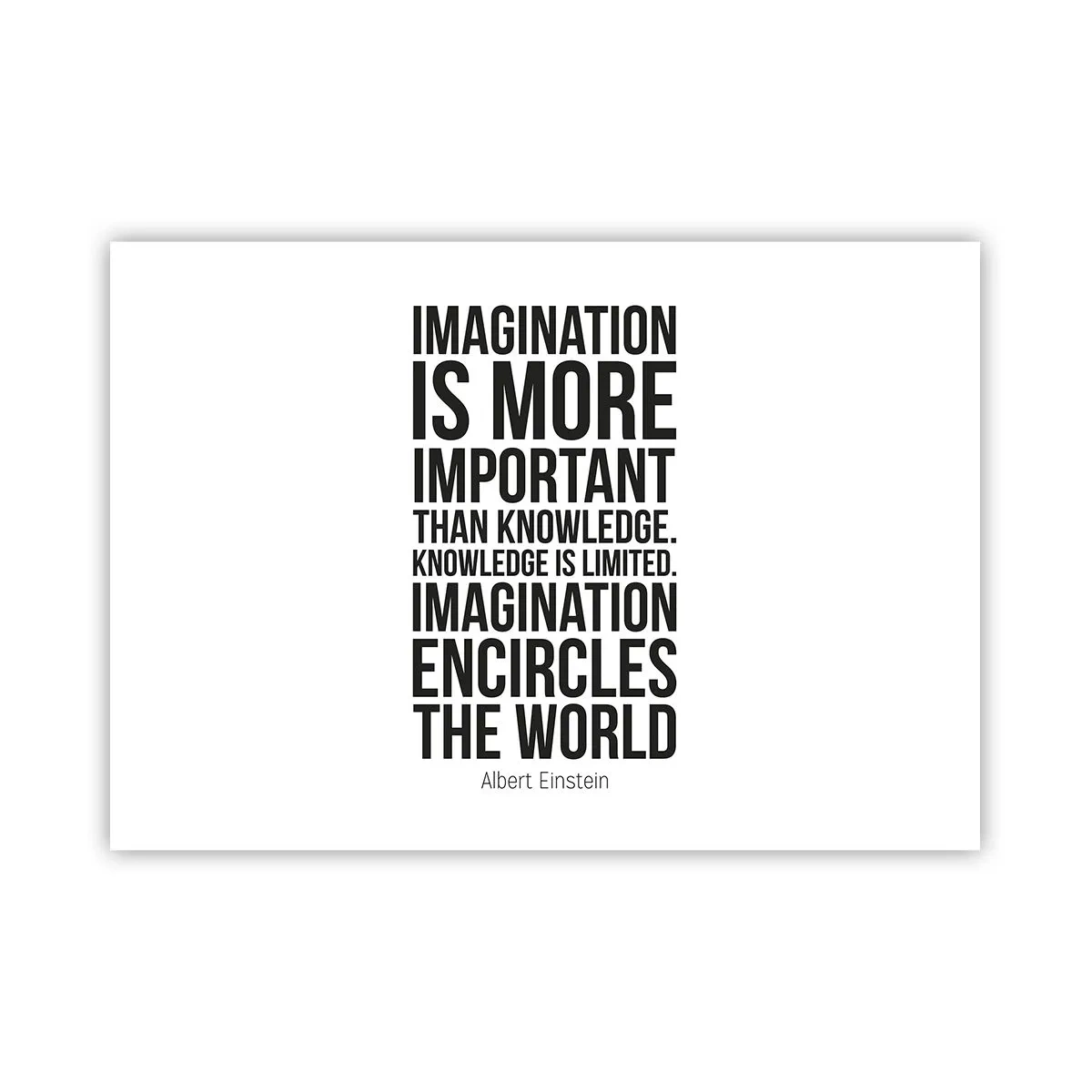 Poster - Citazione ispiratrice su sfondo bianco in carattere nero - 100x70cm - Einstein sul potere dell'immaginazione - Decorazione murale moderna per soggiorno e camera da letto ARTTOR