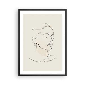 Poster in cornice nera - Ritratto di una donna in stile minimalista - 50x70cm - Linea sicura - Decorazione murale moderna per soggiorno e camera da letto ARTTOR