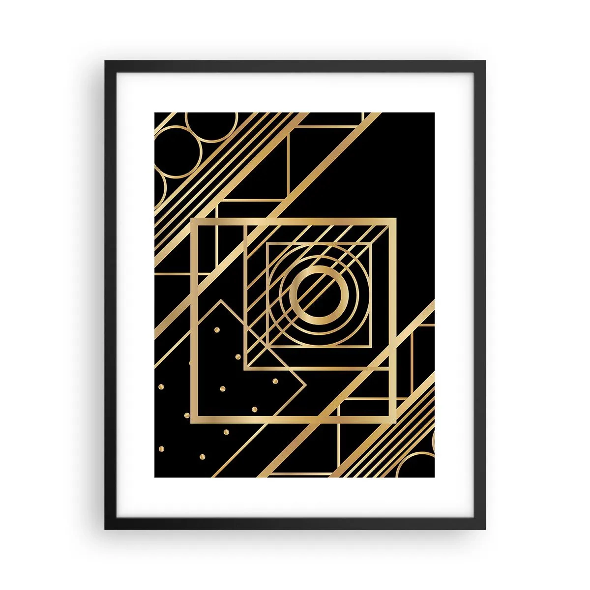 Poster in cornice nera - Geometria dorata - 40x50 cm