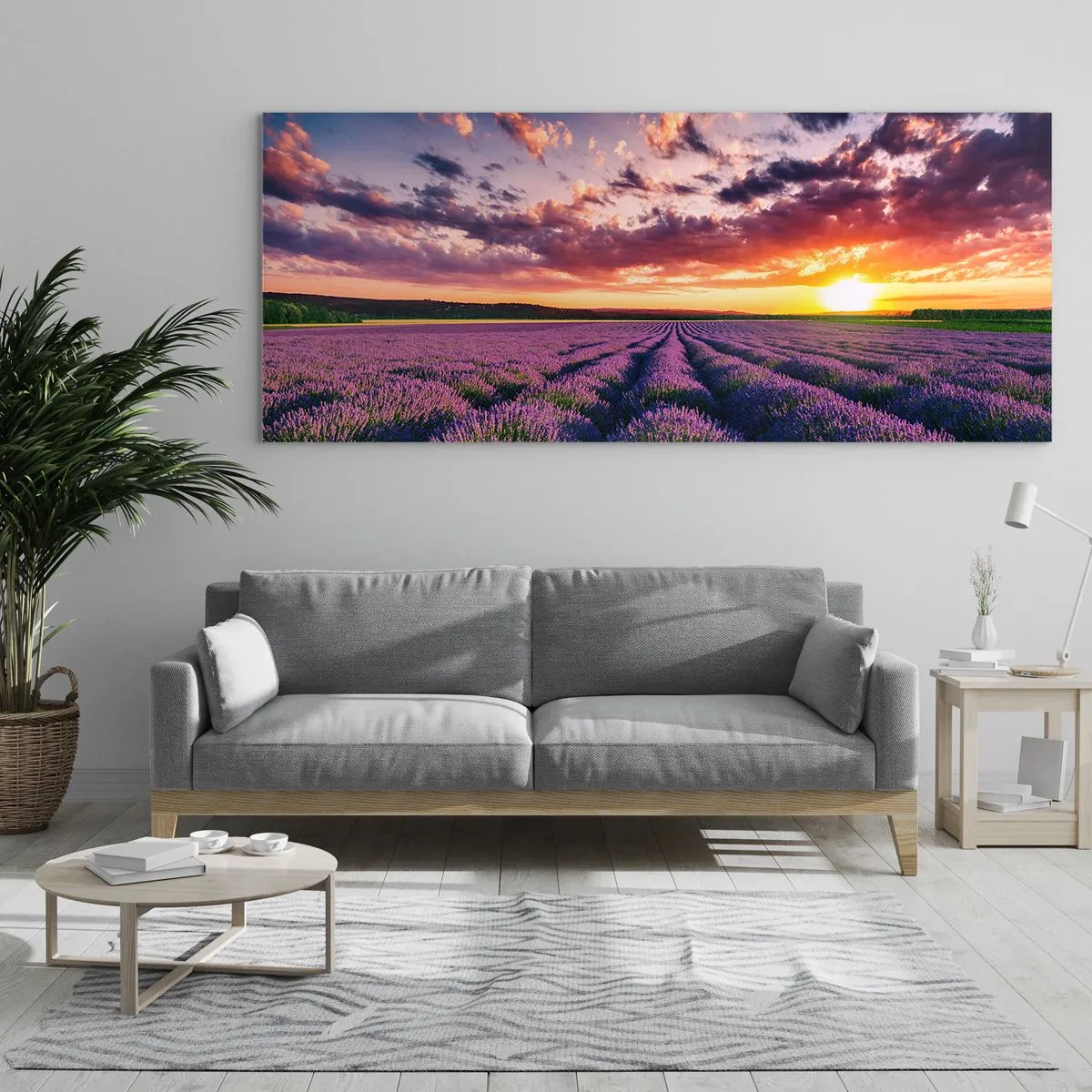 Quadro su vetro - Il mondo della lavanda - 90x30 cm