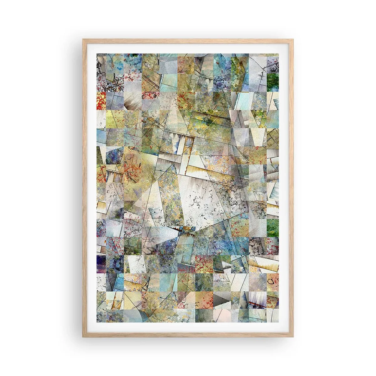 Poster in cornice rovere chiaro - Rimpasto geometrico - 70x100 cm