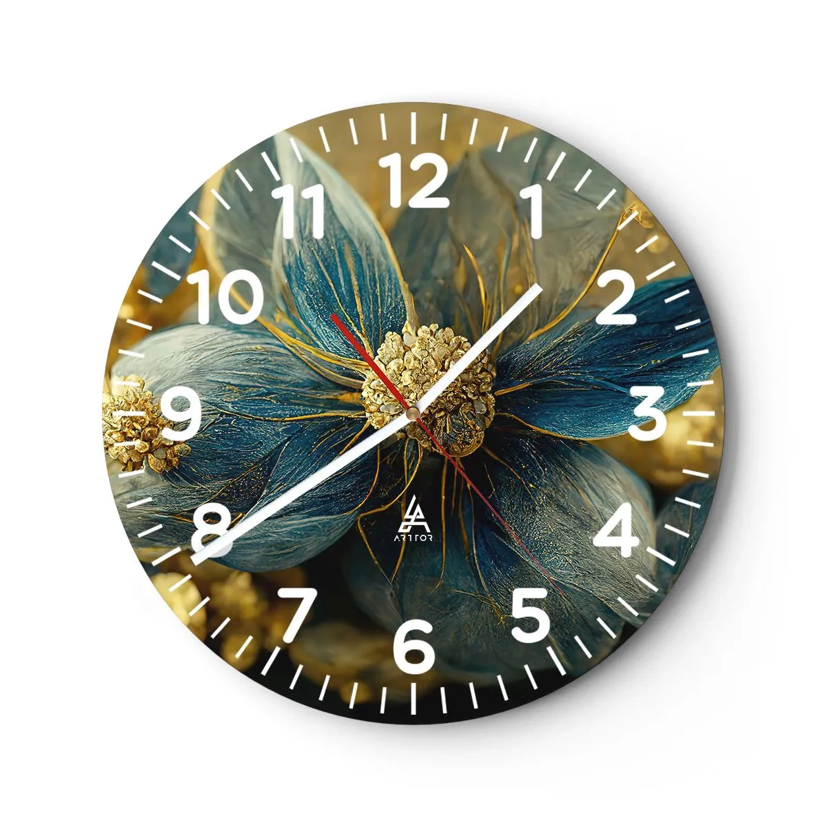 Orologio da parete - Orologio in Vetro - Fiorire d'oro - 30x30 cm