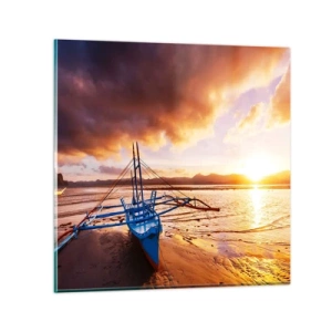 Quadro su vetro - Riposo sulla sabbia dopo l'intera giornata - 60x60 cm