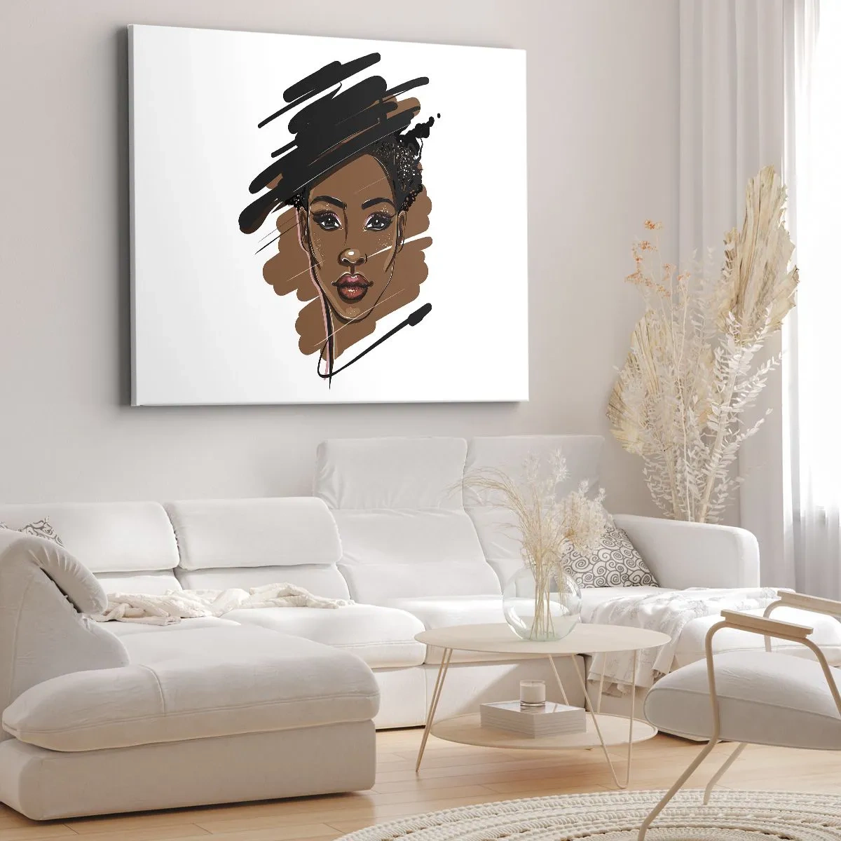 Quadro su tela - Stampe su Tela - Ritratto di una donna con pennellate artistiche - 70x50cm - Dolce come la cioccolata - Decorazione murale moderna per soggiorno e camera da letto ARTTOR