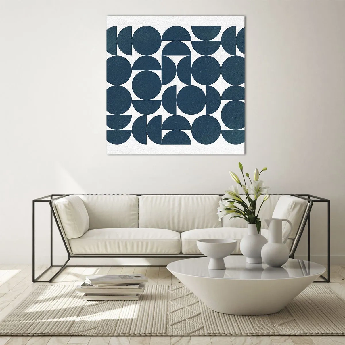 Quadro su vetro - Cerchi e semicerchi - 40x40 cm