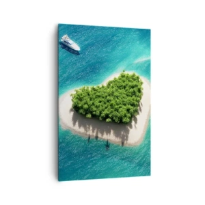 Quadro su tela - Stampe su Tela - Un'isola romantica a forma di cuore in un mare turchese - 80x120cm - Amo l'estate - Decorazione murale moderna per soggiorno e camera da letto ARTTOR