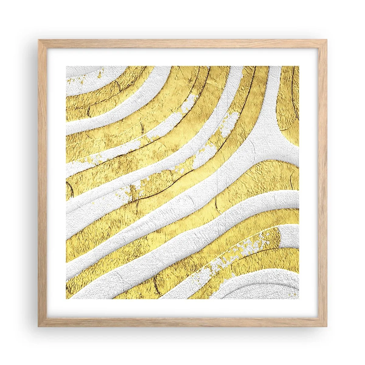 Poster in cornice rovere chiaro - Composizione in bianco e oro - 50x50 cm