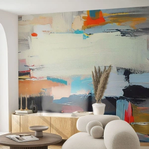 Fotomurali Premium Sand - Astrazione colorata con pennellate dinamiche - 100x70cm - C'è una logica? - Decorazione murale moderna per soggiorno e camera da letto ARTTOR
