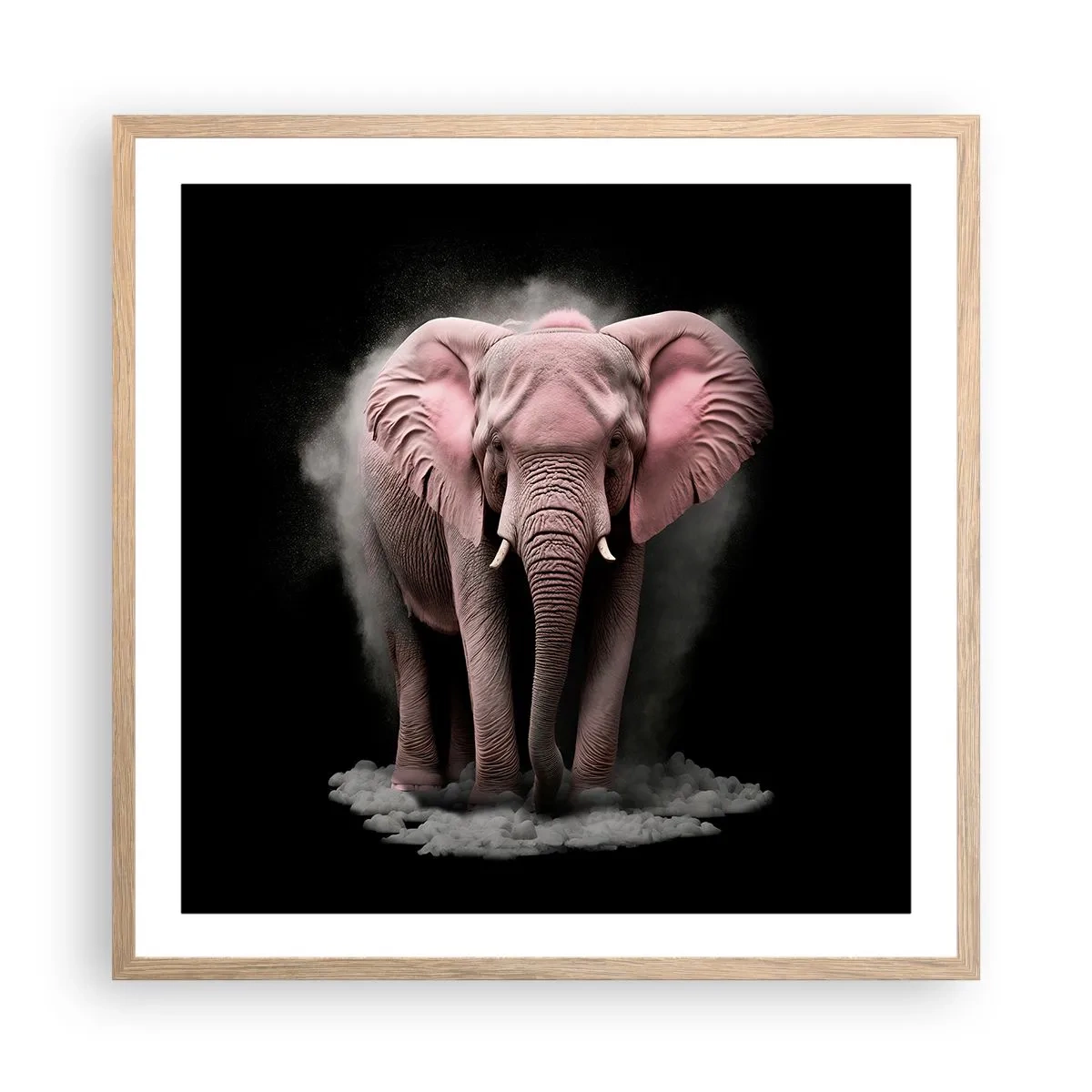 Poster in cornice rovere chiaro - Non pensare all'elefante rosa! - 60x60 cm