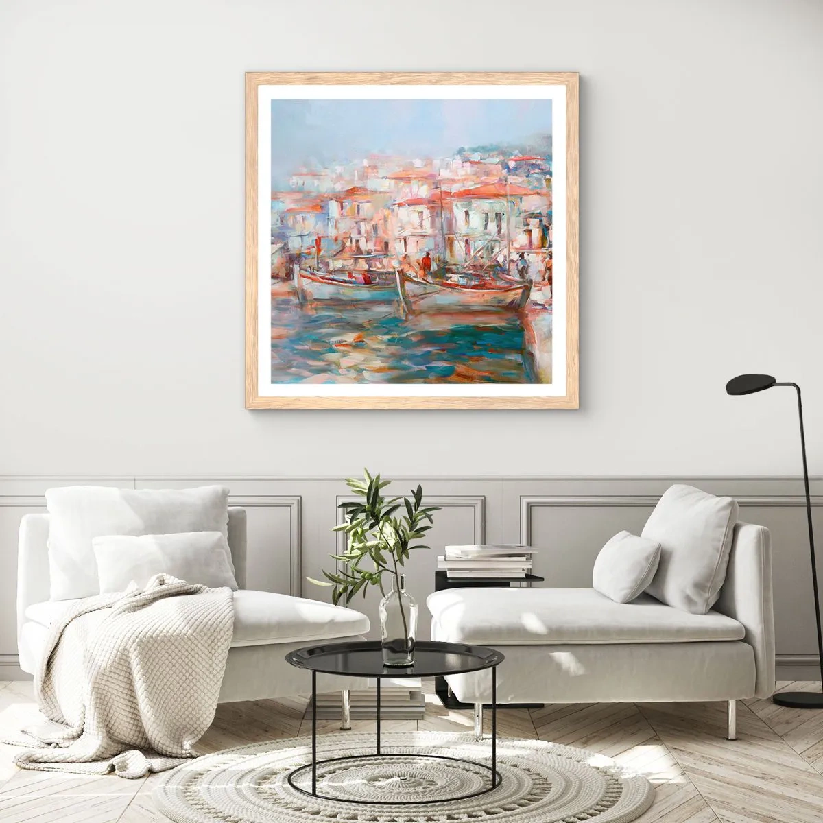 Poster in cornice rovere chiaro - Vacanze in pastello - 60x60 cm