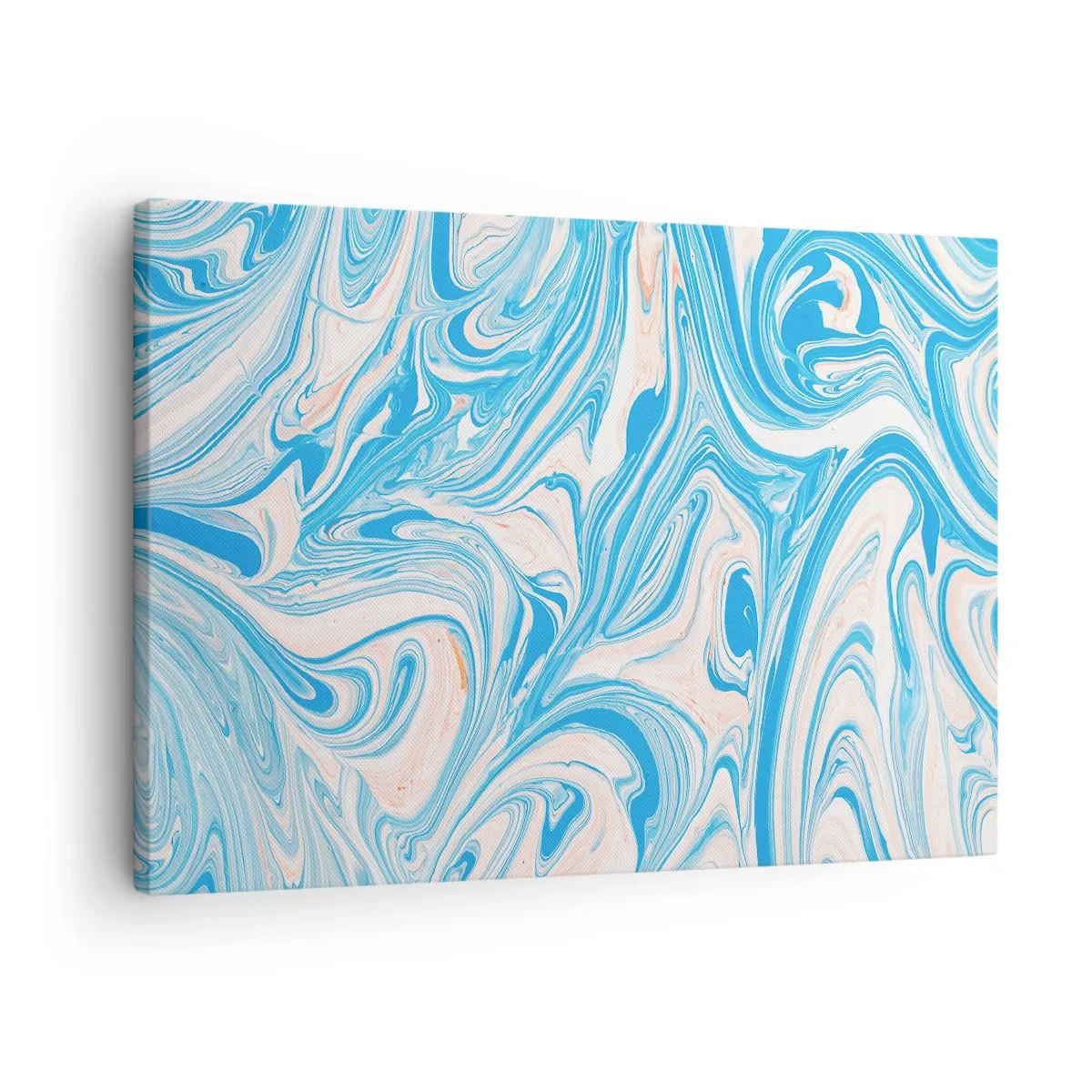 Quadro su tela - Stampe su Tela - Vortici astratti in stile marmo blu e bianco - 70x50cm - Acquitrino in turchese - Decorazione murale moderna per soggiorno e camera da letto ARTTOR