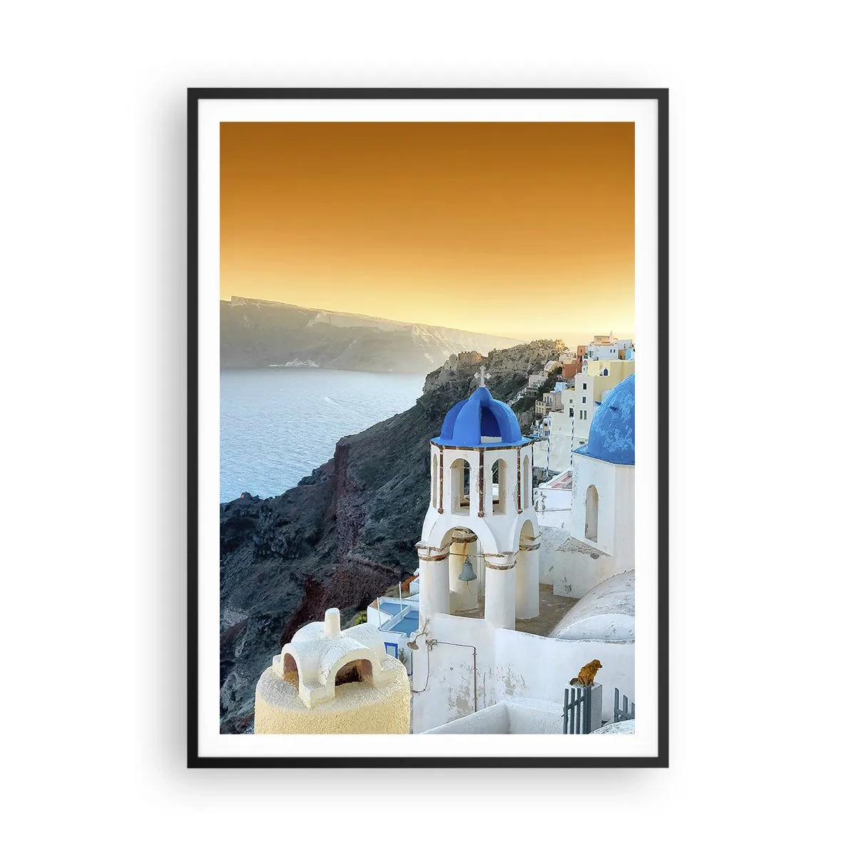 Poster in cornice nera - Santorini: aggrappate alle rocce - 70x100 cm