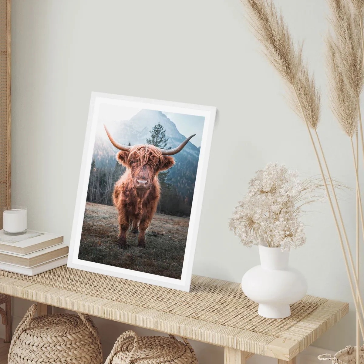 Poster in cornice bianca - Saluti dal prato montano - 30x40 cm