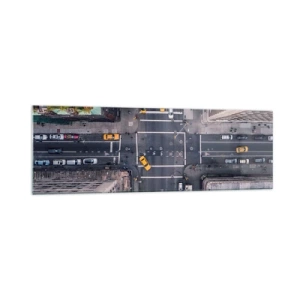 Quadro su vetro - Vista aerea di una trafficata strada cittadina - 160x50cm - Scelta semplice - Decorazione murale moderna per soggiorno e camera da letto ARTTOR