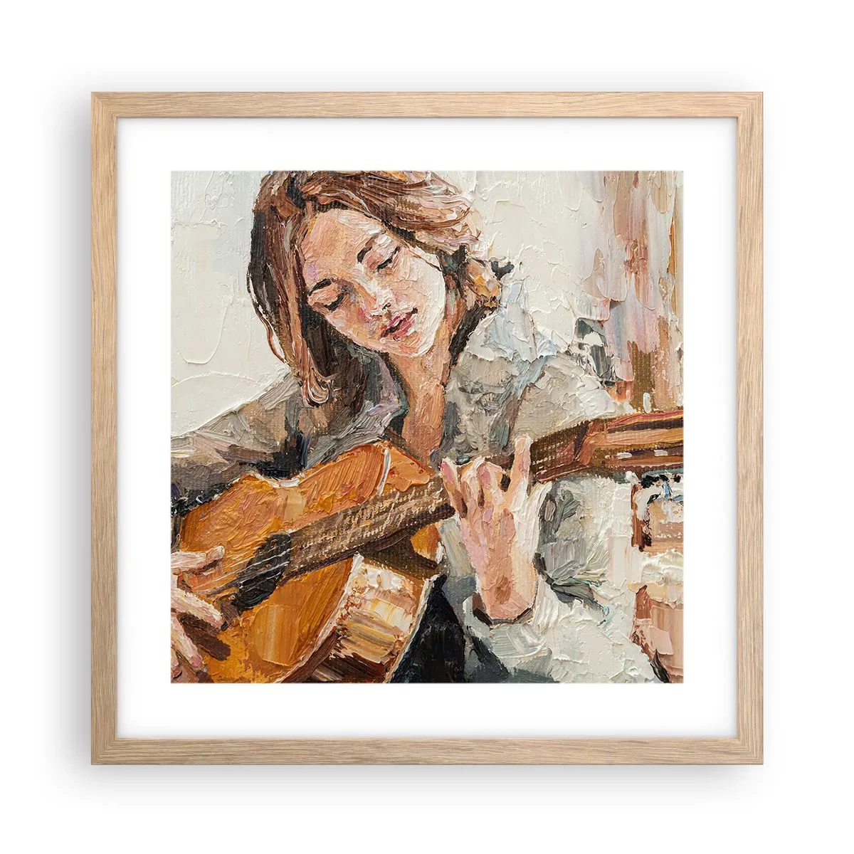 Poster in cornice rovere chiaro - Concerto per chitarra e cuore di ragazza - 40x40 cm