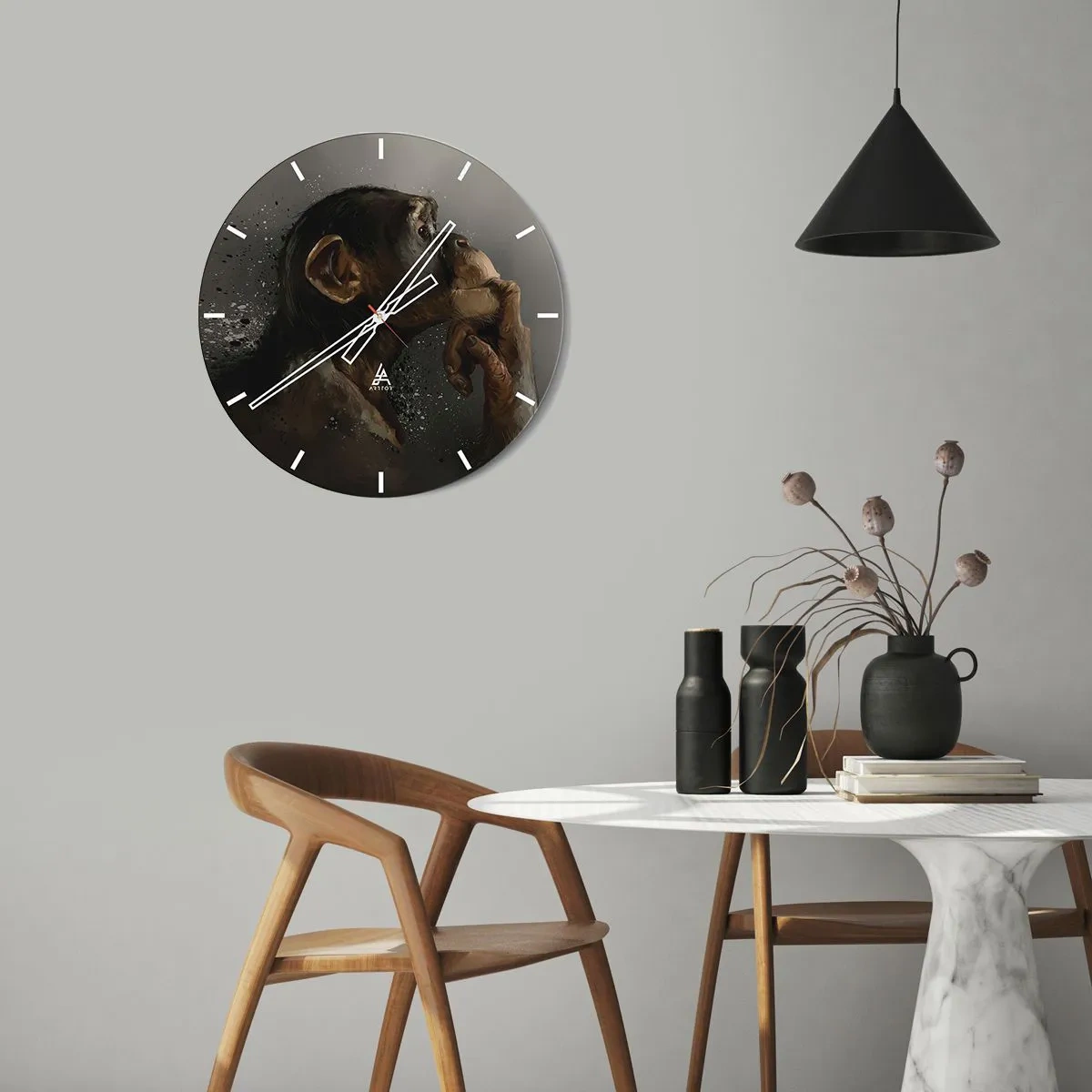 Orologio da parete - Orologio in Vetro - Sicuramente un pensatore - 40x40 cm