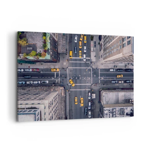Quadro su tela - Stampe su Tela - Vista aerea di una trafficata strada cittadina - 120x80cm - Scelta semplice - Decorazione murale moderna per soggiorno e camera da letto ARTTOR