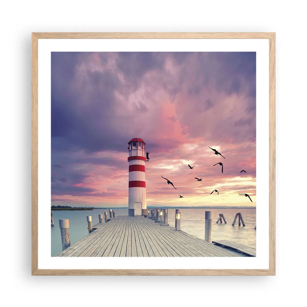 Poster in cornice rovere chiaro - Tempo di tornare in porto - 60x60 cm