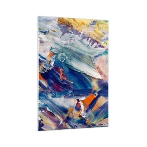 Quadro su vetro - Astrazione colorata con texture di pittura acrilica - 70x100cm - La confusione del colore - Decorazione murale moderna per soggiorno e camera da letto ARTTOR