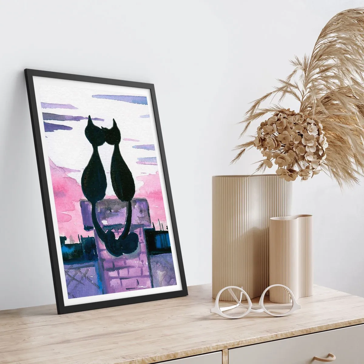 Poster in cornice nera - Appuntamento sotto la luna - 61x91 cm