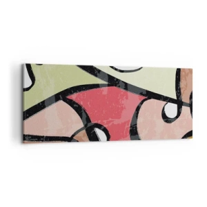 Quadro su tela - Stampe su Tela - Forme astratte colorate con linee nere - 120x50cm - Piroette tra i colori - Decorazione murale moderna per soggiorno e camera da letto ARTTOR