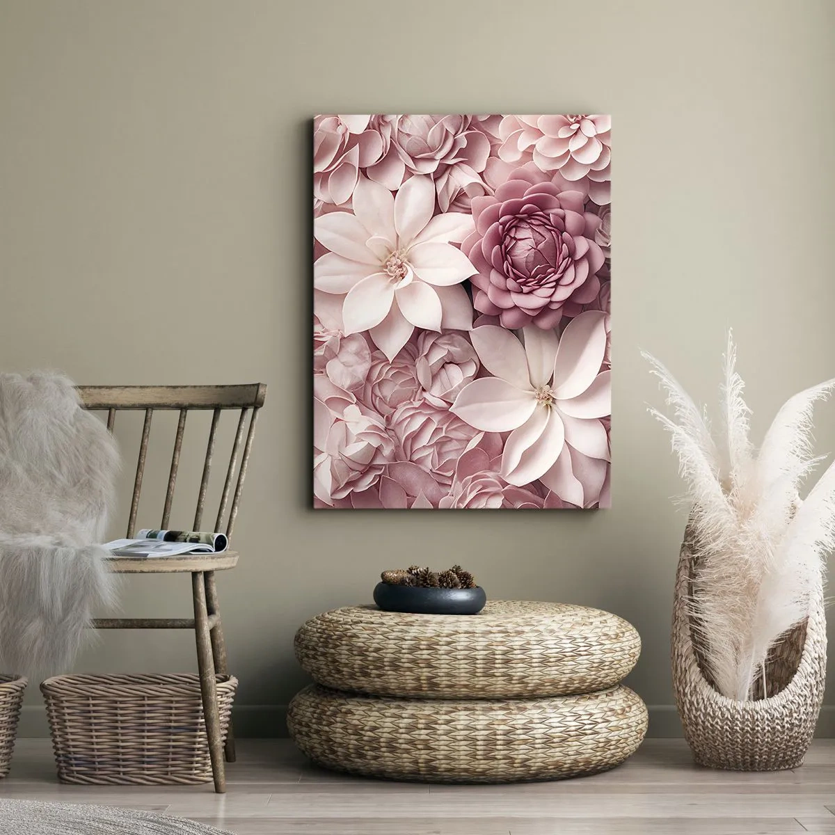 Quadro su tela - Stampe su Tela - Fiori nelle tonalità del rosa e del bianco in un approccio artistico - 70x100cm - Nei petali di rosa - Decorazione murale moderna per soggiorno e camera da letto ARTTOR