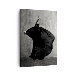 Quadro su tela - Stampe su Tela - Silhouette in bianco e nero di una ballerina in movimento su uno sfondo di muro - 50x70cm - Fasce piene di passione - Decorazione murale moderna per soggiorno e camera da letto ARTTOR