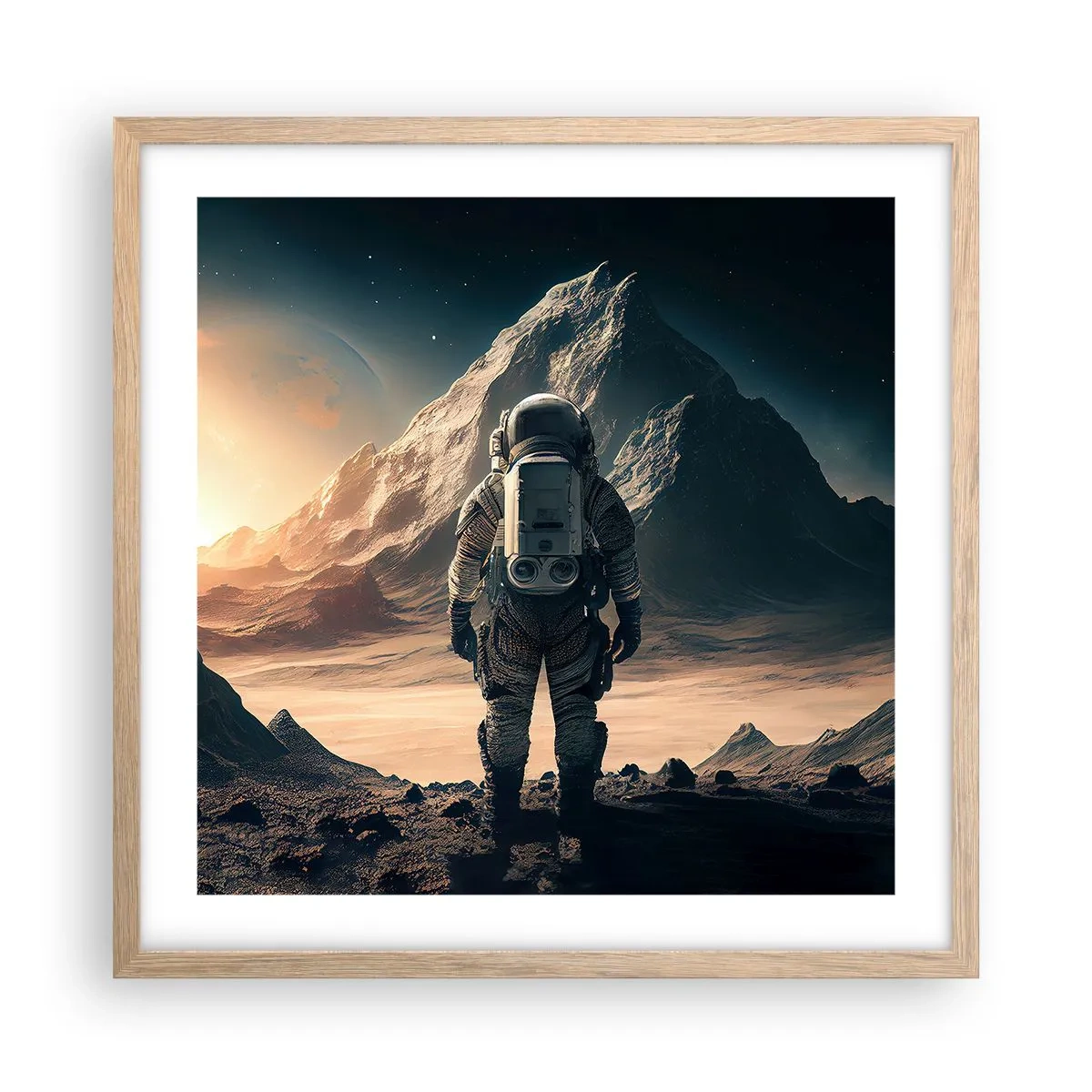 Poster in cornice rovere chiaro - Nuova sfida - 50x50 cm