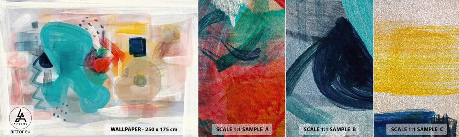 Campione di Fotomurale Premium Sand - Il gioco dei colori - Astrazione, Vernici, Pezzo - 100x30 cm