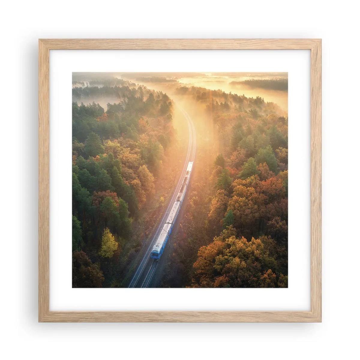 Poster in cornice rovere chiaro - Viaggio autunnale - 40x40 cm