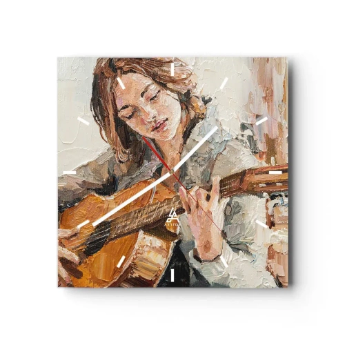 Orologio da parete - Orologio in Vetro - Concerto per chitarra e cuore di ragazza - 40x40 cm