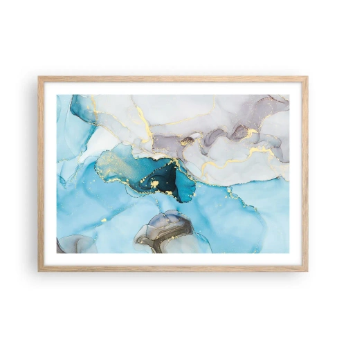 Poster in cornice rovere chiaro - Studio di incontro tra grigio e turchese - 70x50 cm