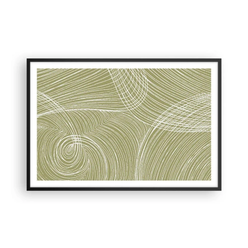 Poster in cornice nera - Astrazione intricata in bianco - 91x61 cm