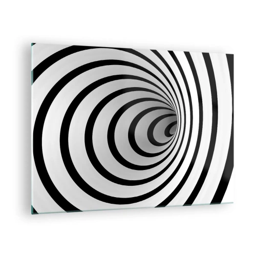 Quadro su vetro - Motivo a spirale astratto in bianco e nero - 70x50cm - Anche tu non riesci a resistere? - Decorazione murale moderna per soggiorno e camera da letto ARTTOR