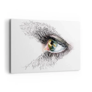 Quadro su tela - Stampe su Tela - Un occhio artistico con un'iride giallo-verde e dettagli intricati. - 120x80cm - Guarda dentro l'anima - Decorazione murale moderna per soggiorno e camera da letto ARTTOR
