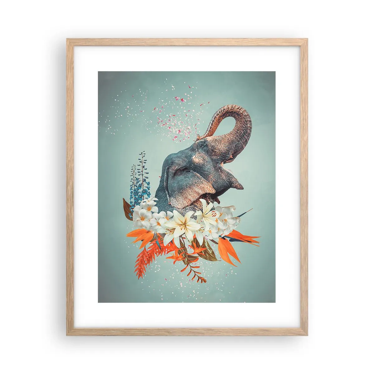 Poster in cornice rovere chiaro - Barrito di gioia - 40x50 cm