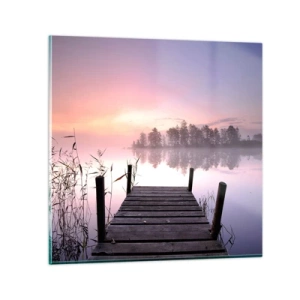 Quadro su vetro - Nebbia color lilla - 70x70 cm