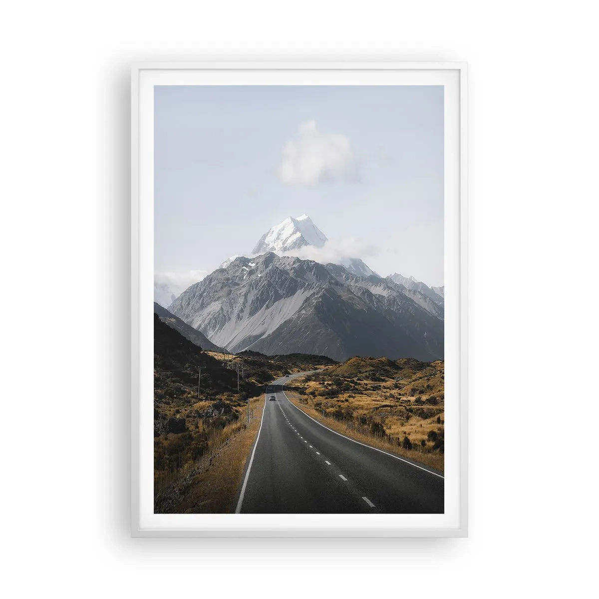 Poster in cornice bianca - Via verso il cuore dei monti - 70x100 cm