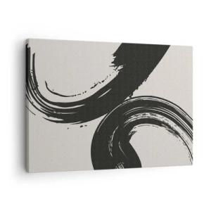 Quadro su tela - Stampe su Tela - Pennellate dinamiche in nero su sfondo chiaro - 70x50cm - Energico e circolare - Decorazione murale moderna per soggiorno e camera da letto ARTTOR