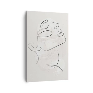 Quadro su tela - Stampe su Tela - Uno schizzo minimalista di un volto su uno sfondo chiaro - 80x120cm - Profilo di sogno - Decorazione murale moderna per soggiorno e camera da letto ARTTOR