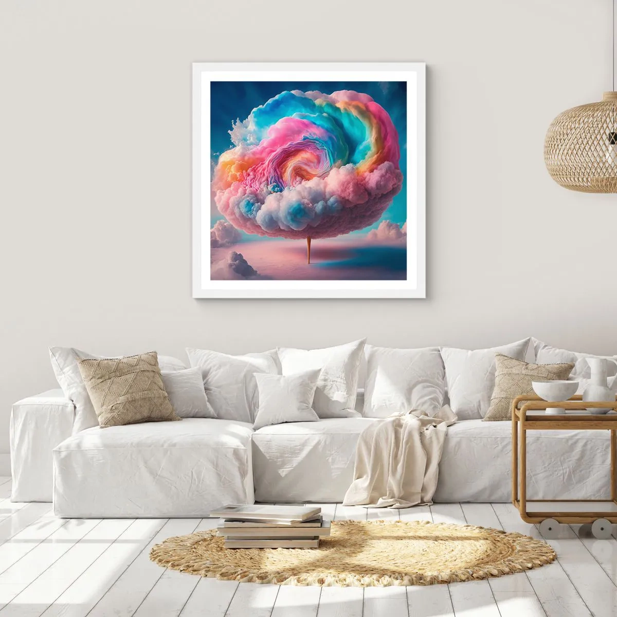 Poster in cornice bianca - Il sogno del luna park - 50x50 cm