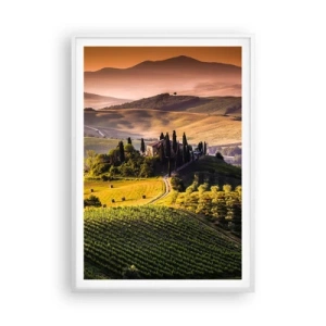 Poster in cornice bianca - Arcadia: paesaggio toscano - 70x100 cm