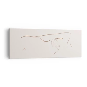 Quadro su tela - Stampe su Tela - Un disegno lineare e sottile di una silhouette su uno sfondo chiaro - 140x50cm - La forma del desiderio - Decorazione murale moderna per soggiorno e camera da letto ARTTOR